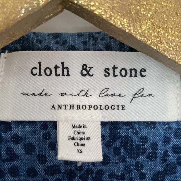 Anthropologie Cloth & Stone Chambray Tie-Front Shirtdress - Picture 2 of 4